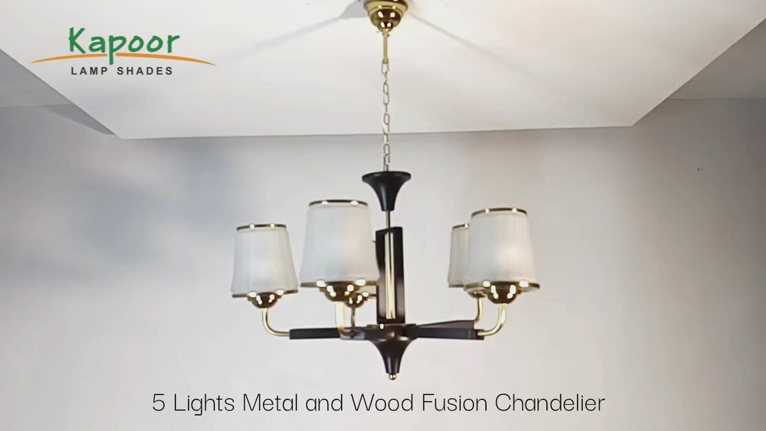 Hartland 5 Light Metal and Wood Fusion Chandelier