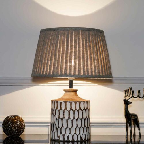 Greyson Solid Wood Table Lamp With Cotton White Shade