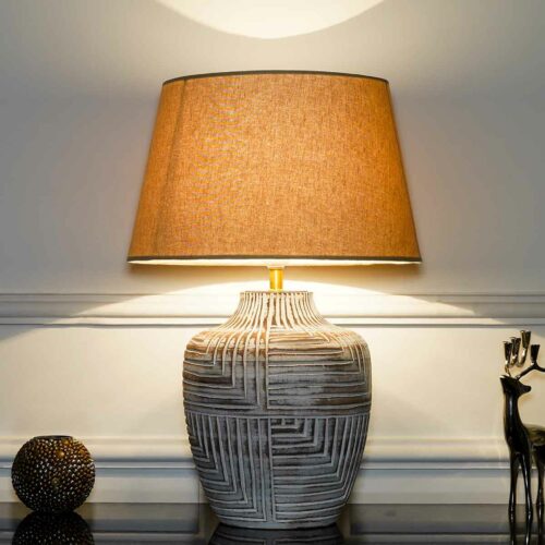 Buy Cumberland Natural Carved Wood Table Lamp Online