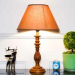 Lorette Hand Crafted Solid Wood Honey Finish Table Lamp