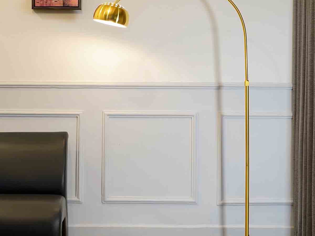 Gallow Arc Single Light Floor Lamp in Black and Gold Finish