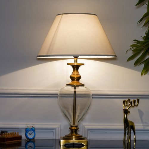 Shop Hinton Clear Glass And Brass Finish Metal Table Lamp