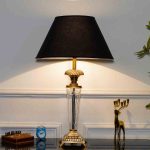 Provence Antique Brass Table Lamp With Black Cotton Shade